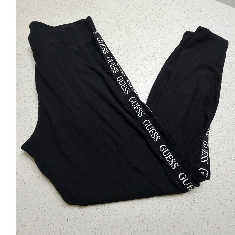Guess Los Angeles Black Logo Tape Side Stripe Leggings S83Q20R7NU Small